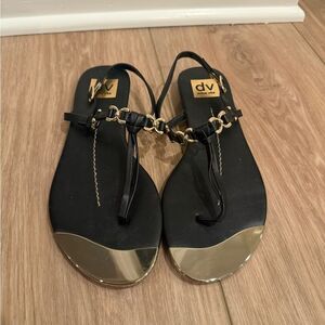 DV by Dolce Vita Black and Gold Thong Sandals